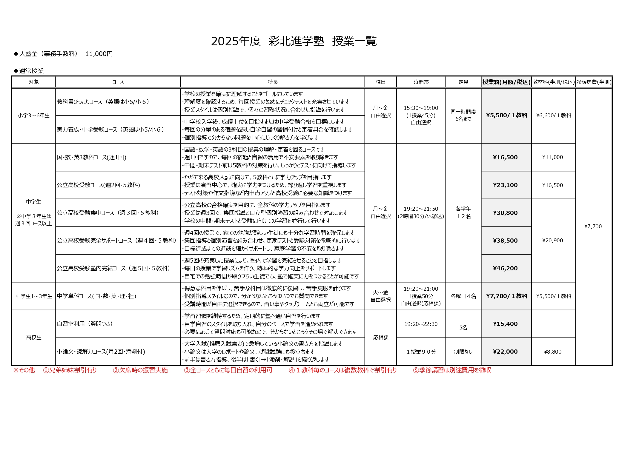 彩北進学塾コース